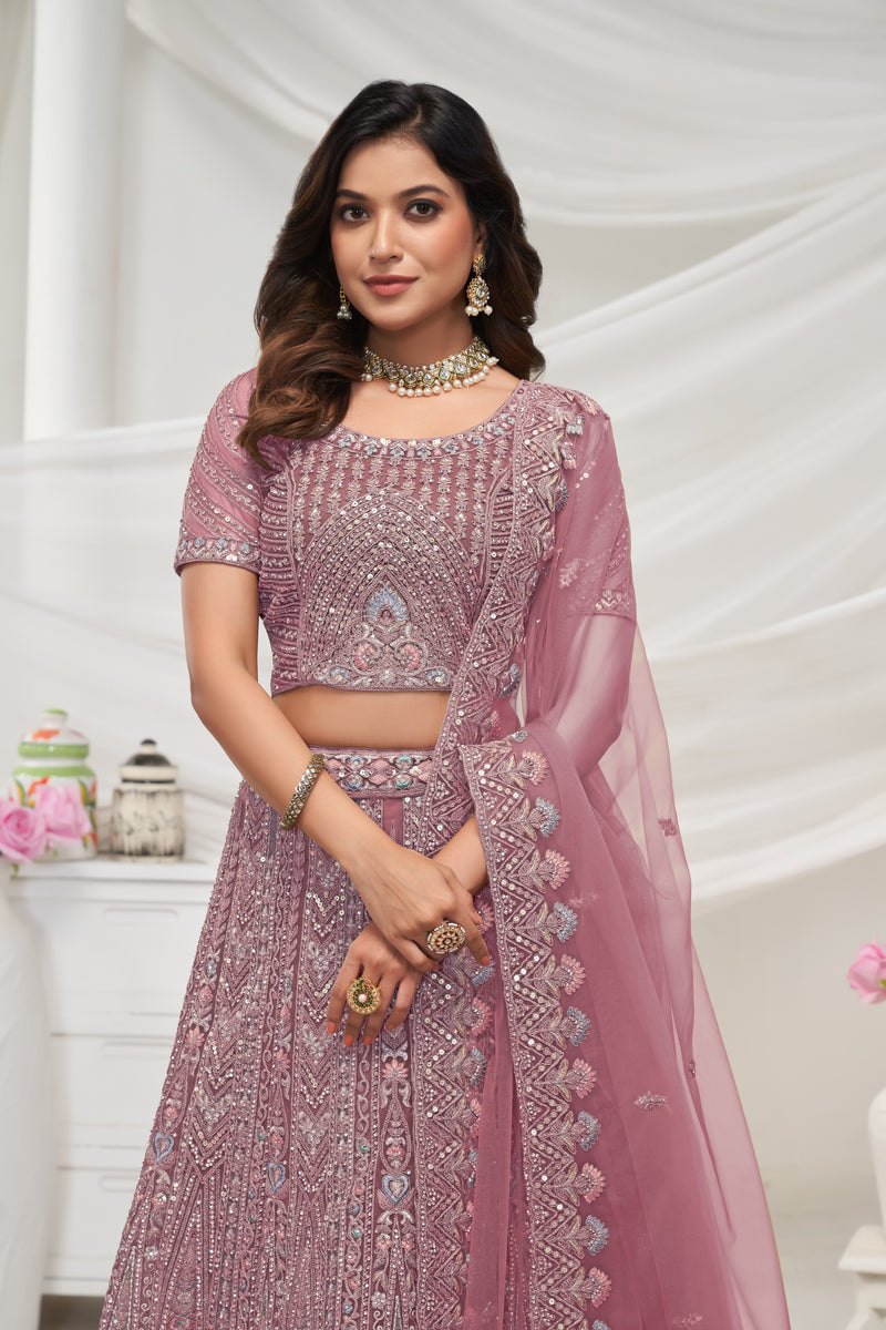 Mauve Paisley Patterned Lehenga Ensemble