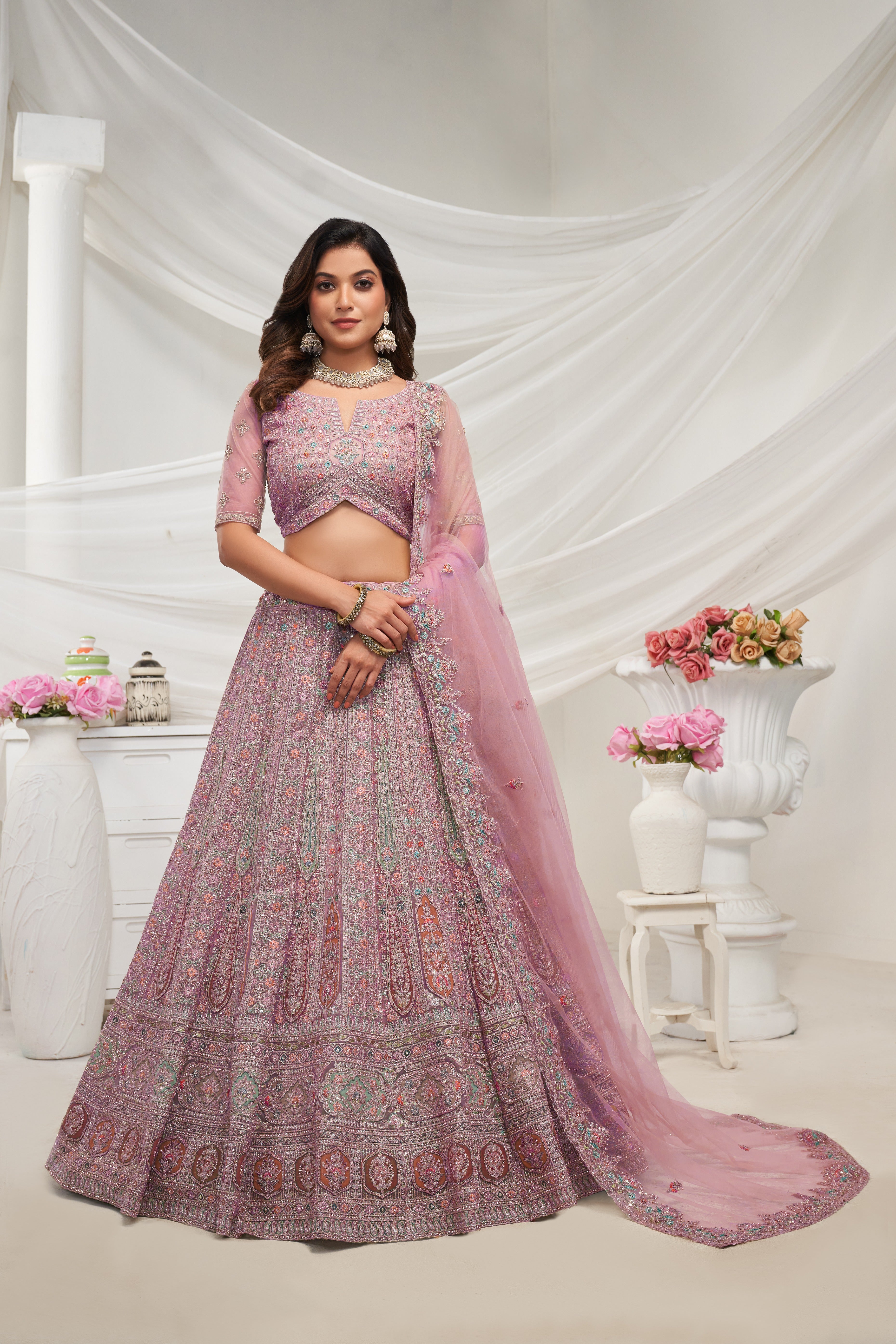 Mauve Paisley Floral Bridal Lehenga | Designer Lehenga