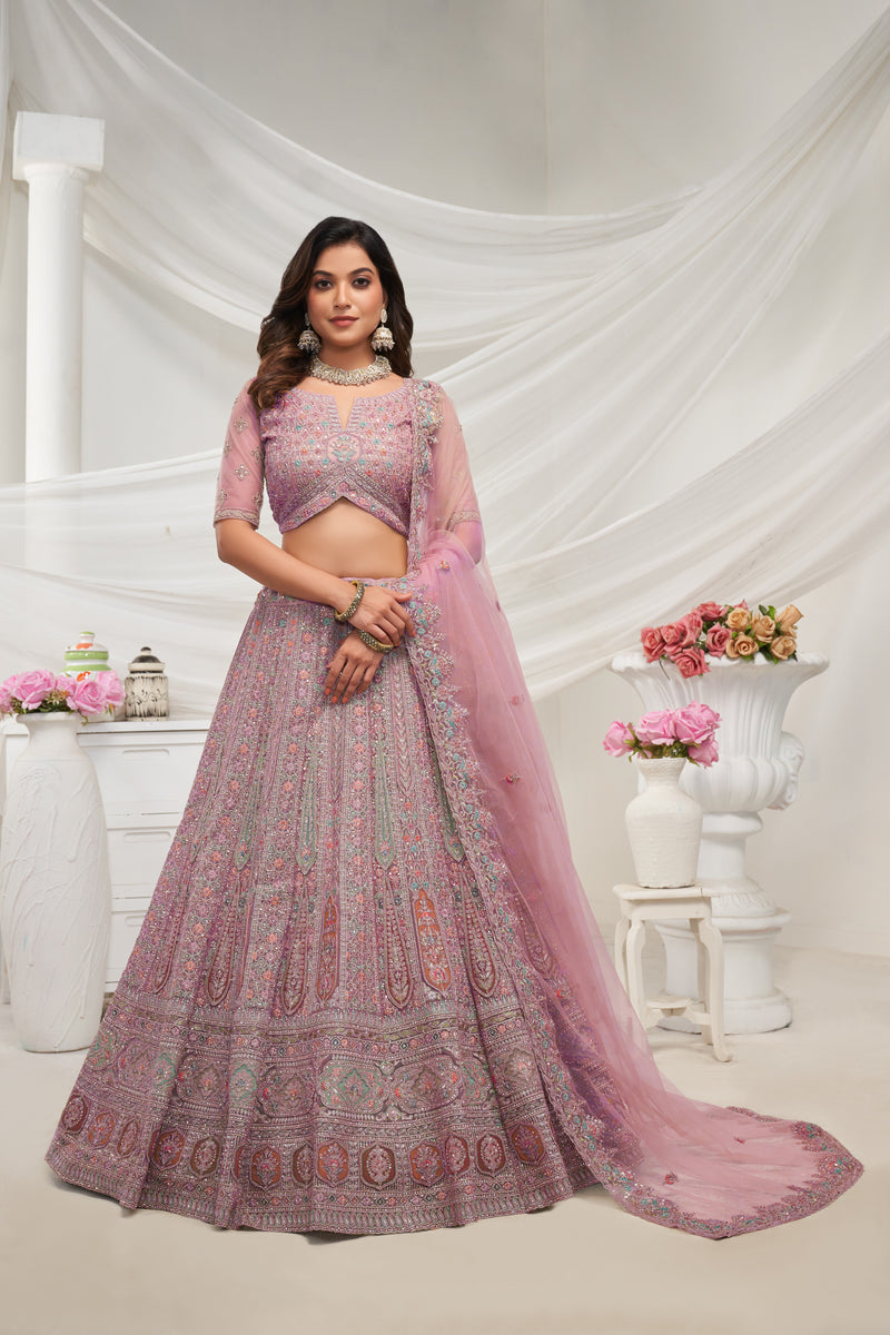 Mauve Paisley Floral Bridal Lehenga | Designer Lehenga