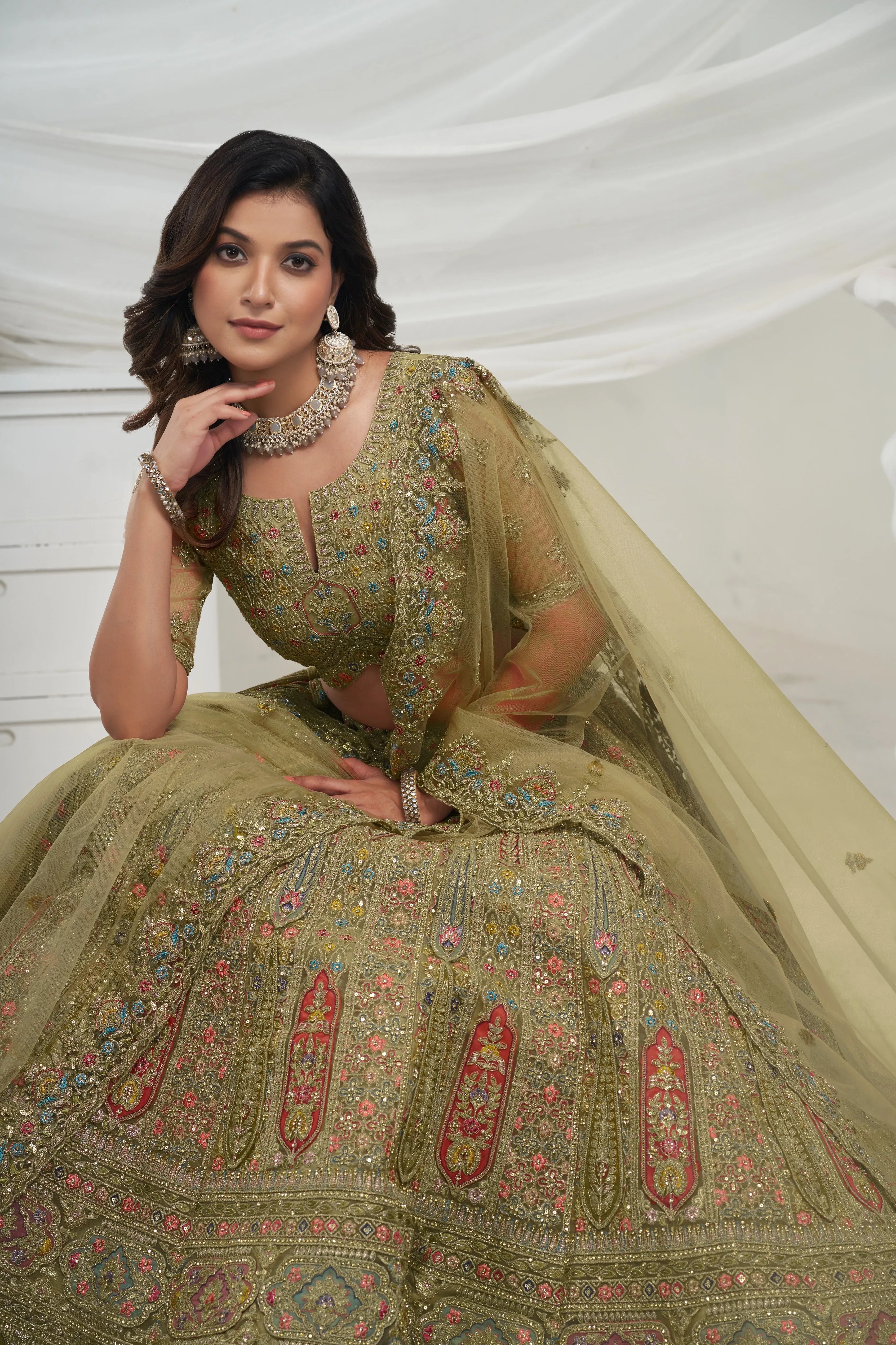 Bridal lehenga for women in paisley floral