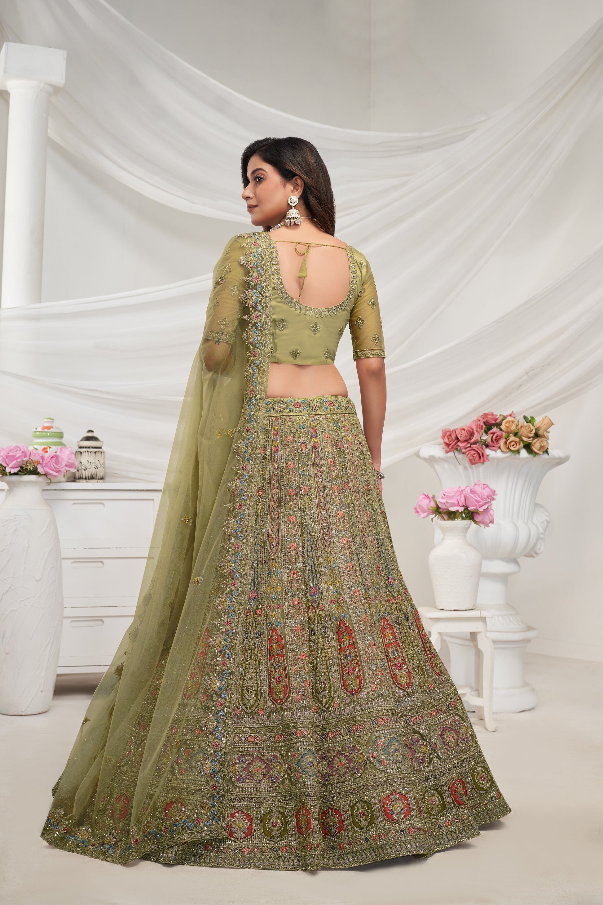 Back View of Paisley bridal lehenga 