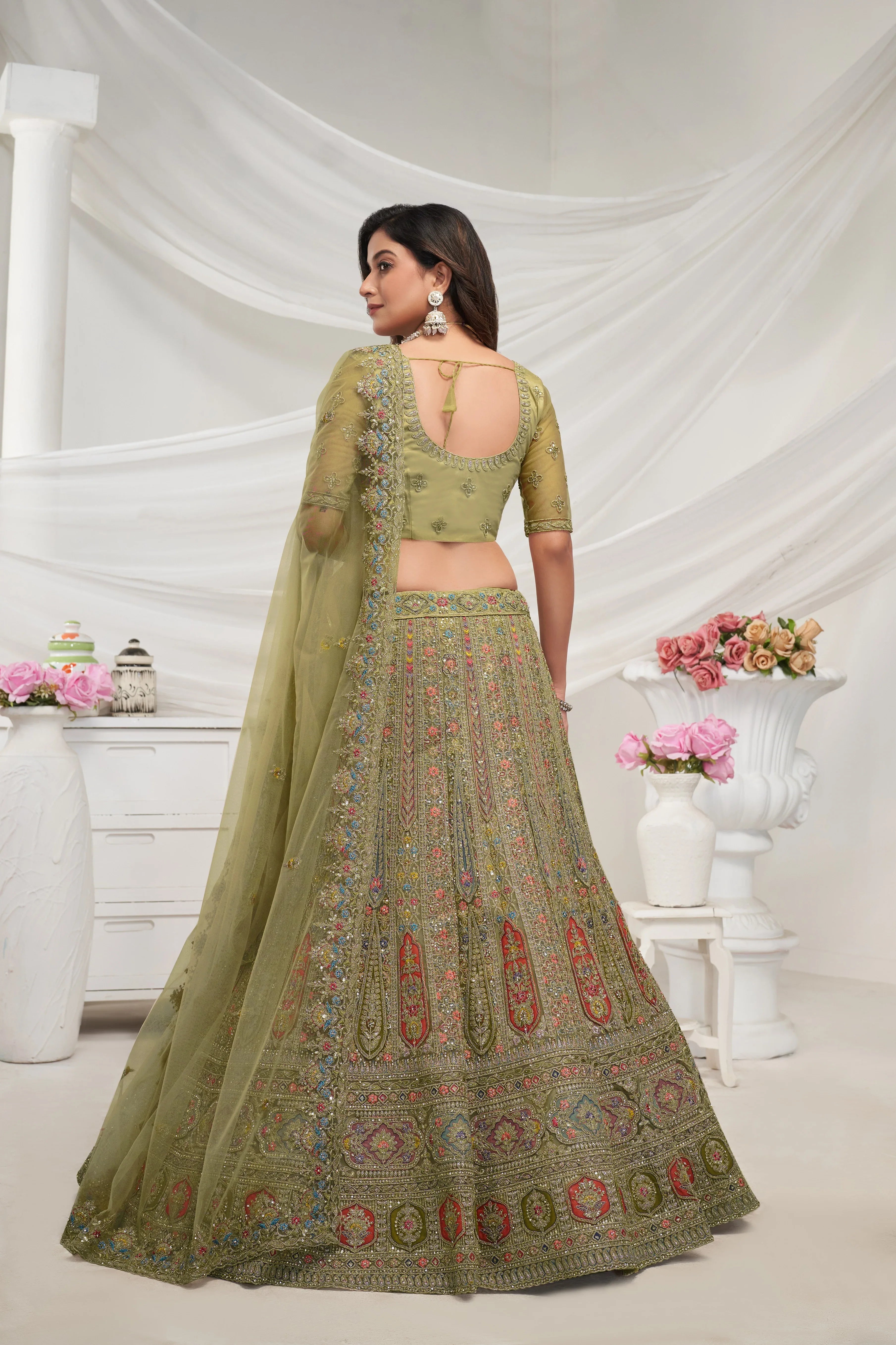 Back View of Paisley bridal lehenga 