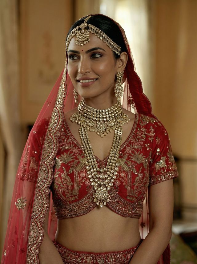 Red Pure Soft Net Heavy Embroidery Work Bridal Lehenga