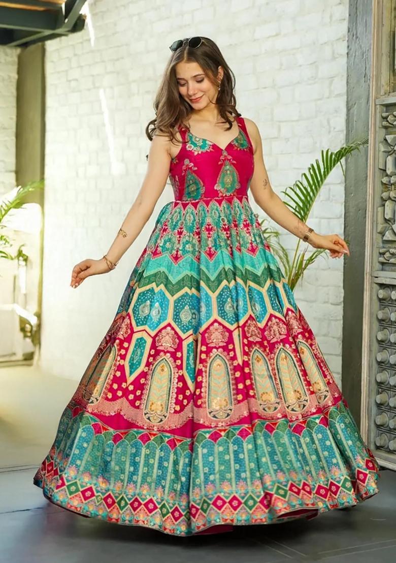 Multi Pure Heavy Soft Silk Digital Printed Anarkali Gown