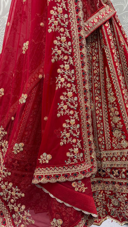 Red Pure Soft Silk Premium Bridal Lehenga Choli Wedding Lehenga Choli Anant Tex Exports Pvt.Ltd..