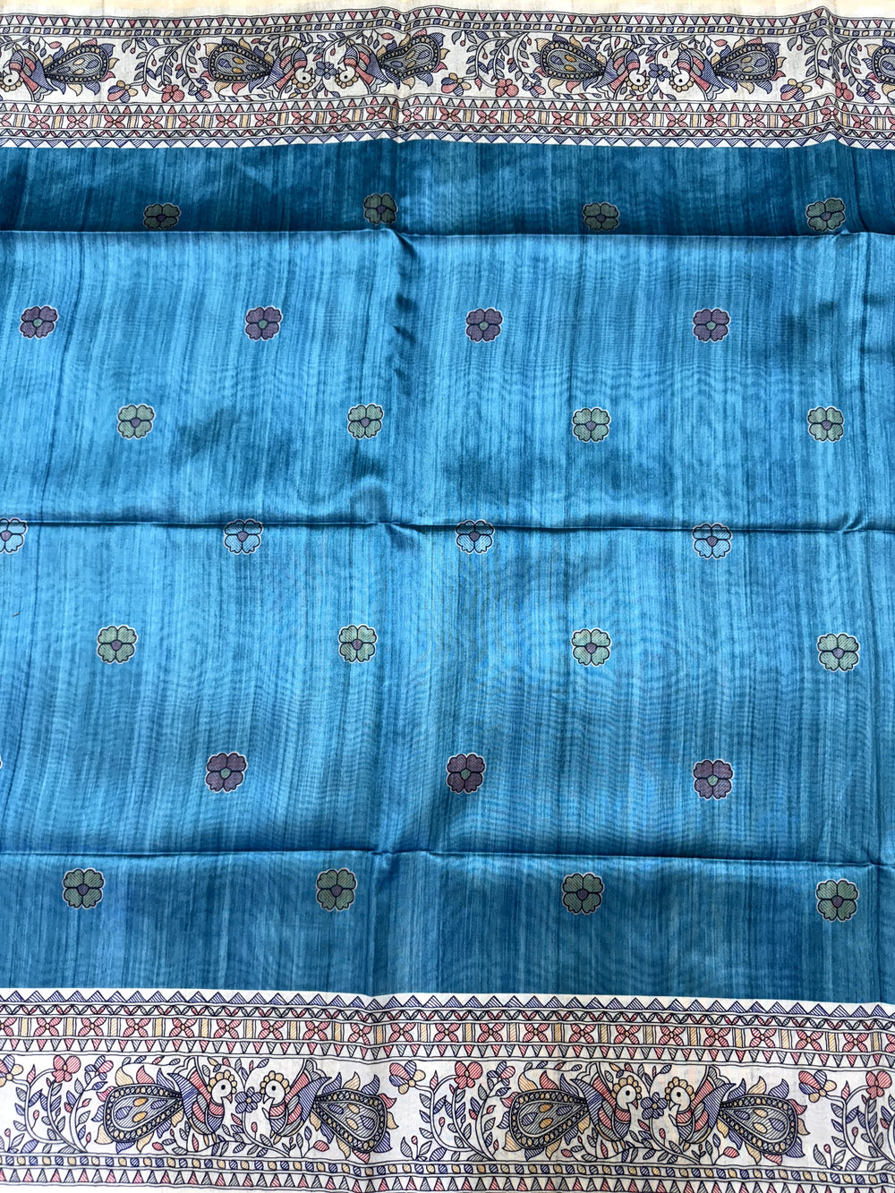 Firozi Pure Tussar Madhubani Pallu Tussar Silk Saree