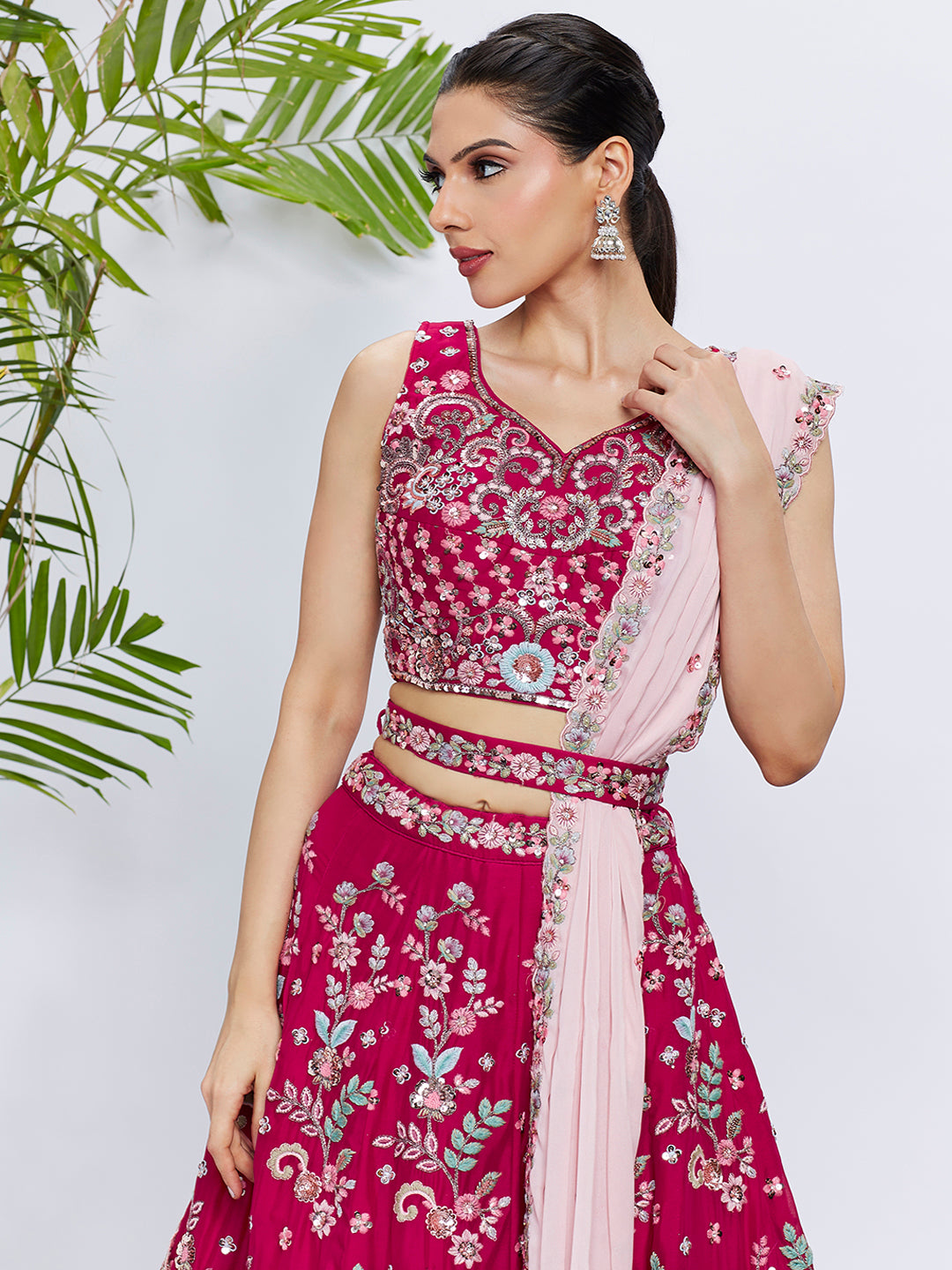 Rose Pure Georgette Sequins and Thread Embroidery Lehenga Choli &amp; Dupatta