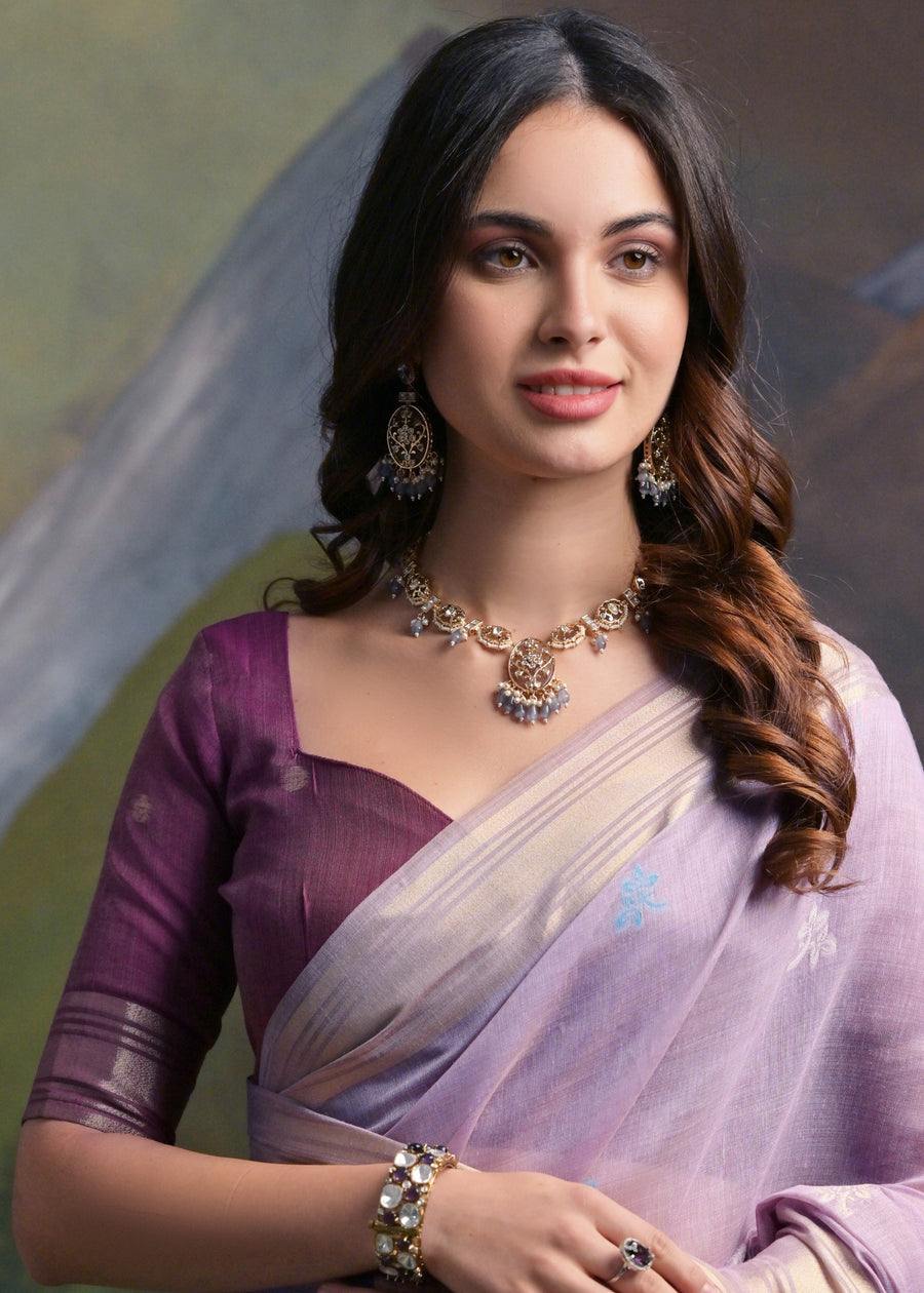 Lavender Pure Soft Munga Handloom Weaving Cotton Saree Cotton saree Anant Tex Exports Pvt.Ltd..