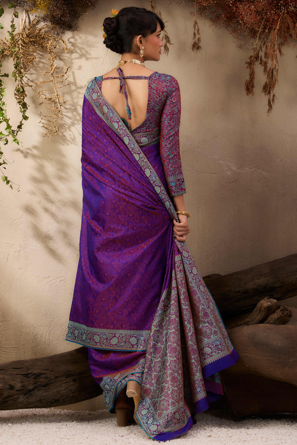 Purple Pure Silk Kanjivaram Handloom Banarasi Saree 