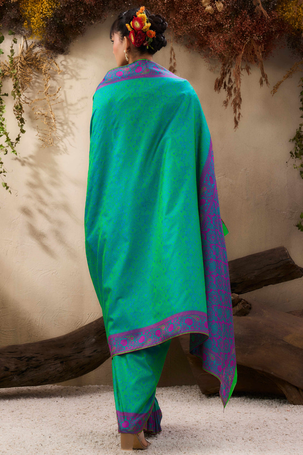 Turquoise Pure Silk Kanjivaram Handloom Banarasi Saree ##color## Patola Saree with premium fabric and embroidery