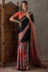 Licorice Black Pure Soft Modal Satin Ajrakh Print Satin Saree Japan Satin Saree Anant Tex Exports Pvt.Ltd..