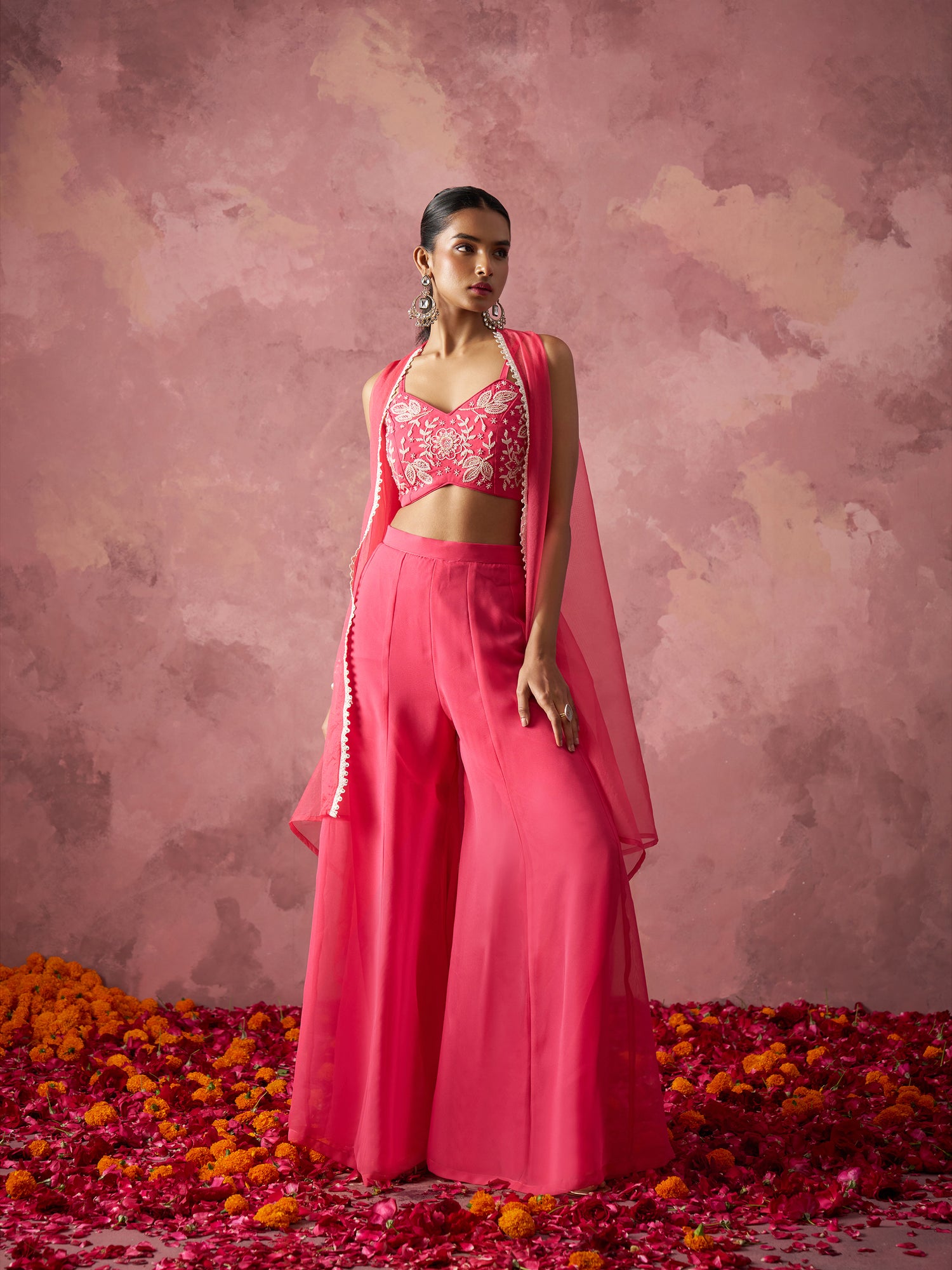 Hot Pink Georgette Sharara Set
