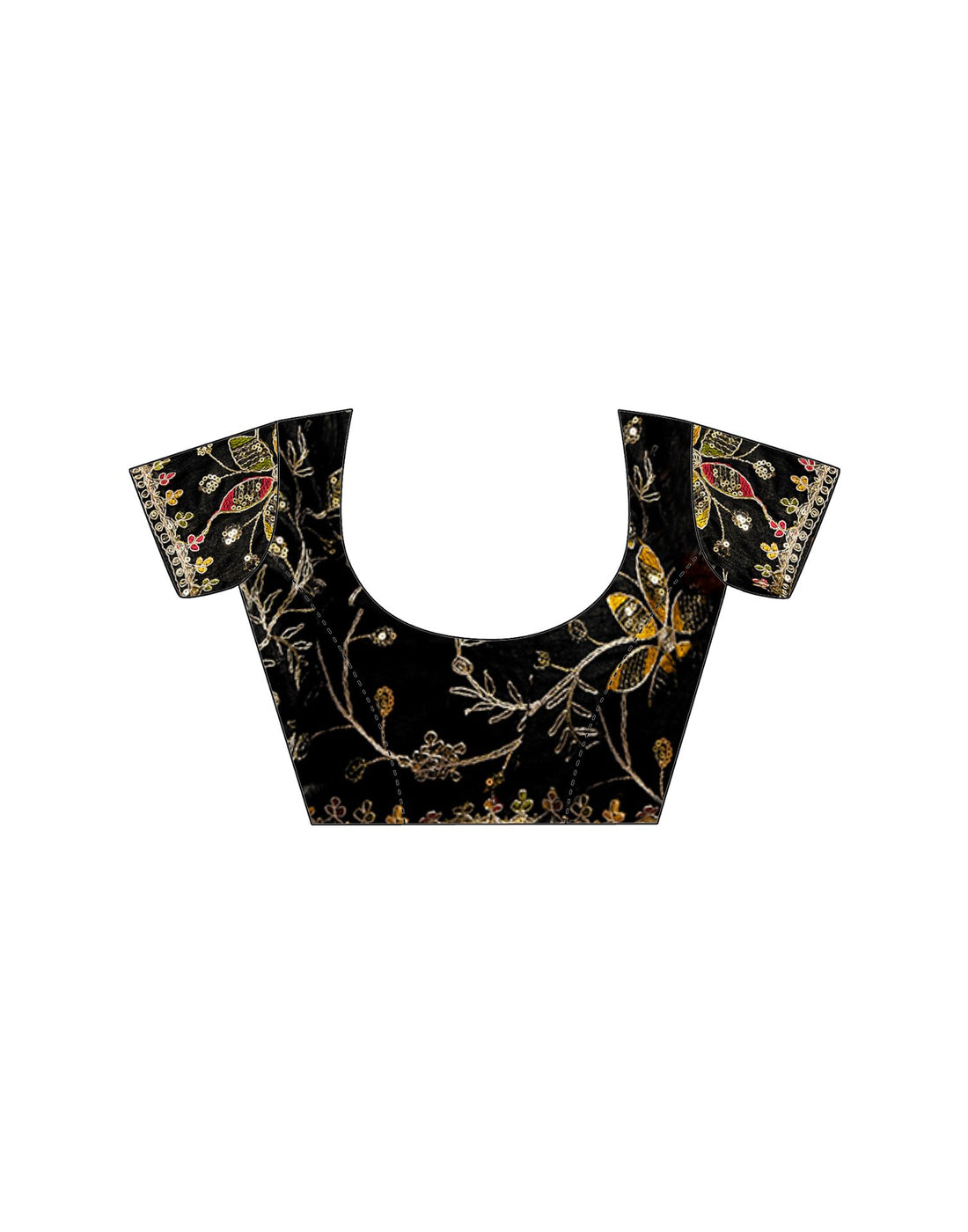 Black Georgette Fancy Pattern Saree with Meena Border