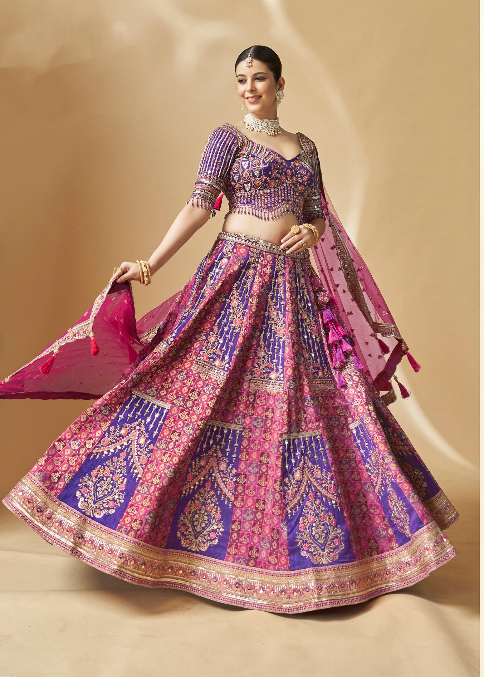 Traditional Indian bridal lehenga choli with intricate embroidery