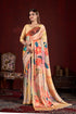Yellow Pure Soft Crape With Flower Print Satin Saree 