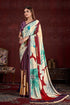 Purple Pure Soft Crape With Flower Print Satin Saree 