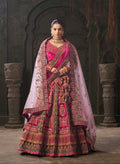 Burgundy & Fuchsia Pink Velvet Lehenga Choli with Double Dupatta