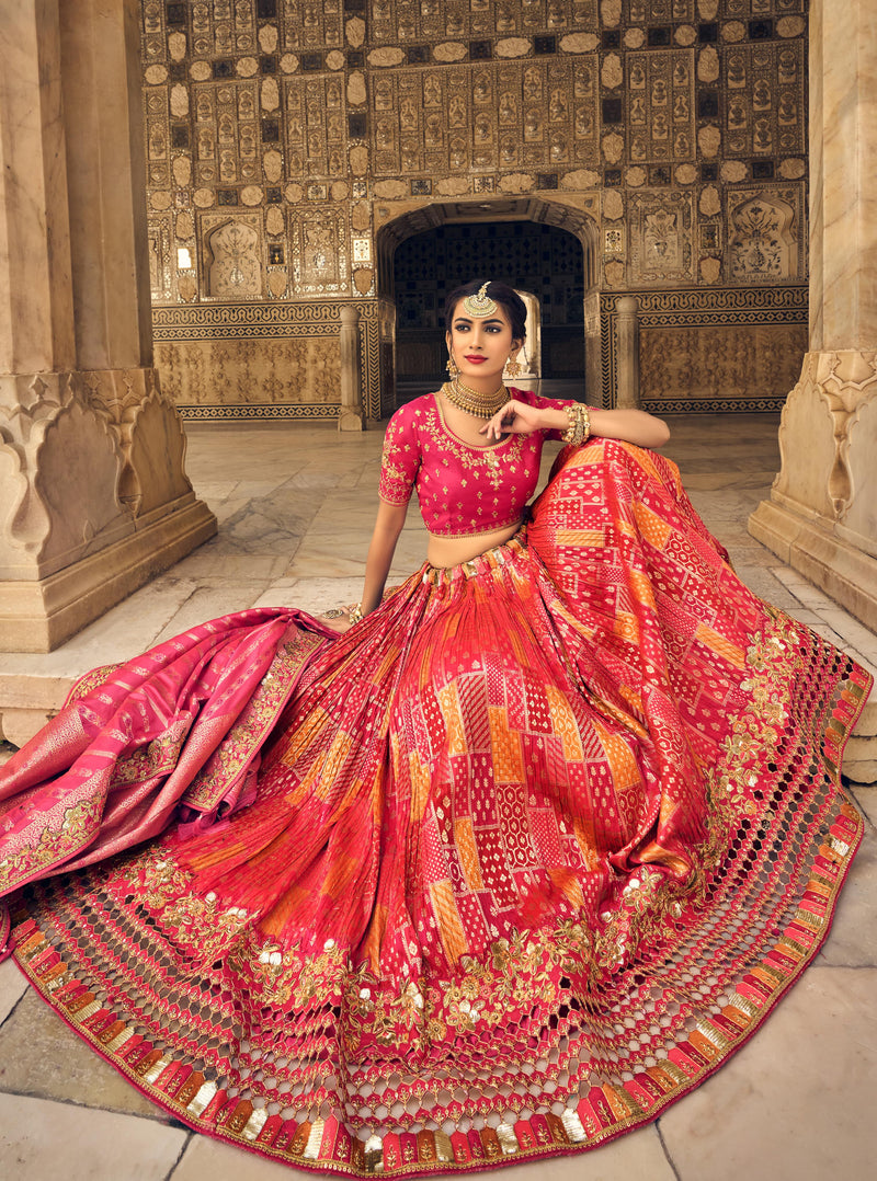 Bridal Banarasi lehenga with woven dupatta detailed shot

