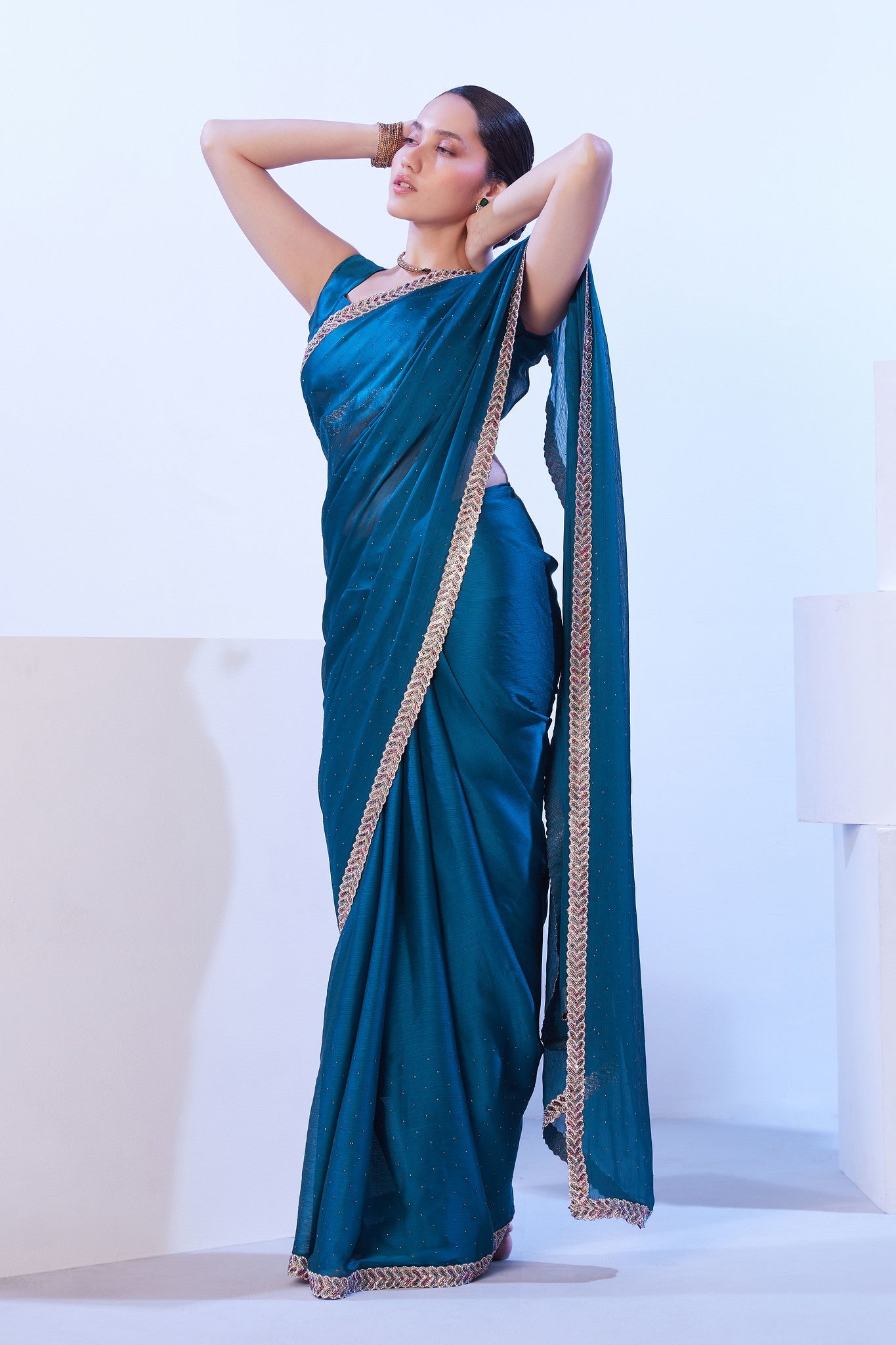 Teal blue Jimmy Choo saree