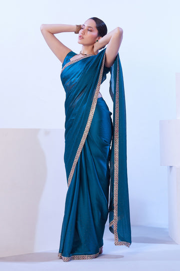 Teal blue Jimmy Choo saree