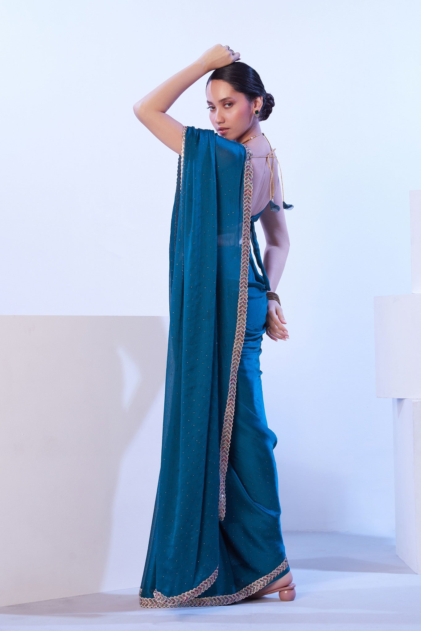 Party wear blue saree 2025