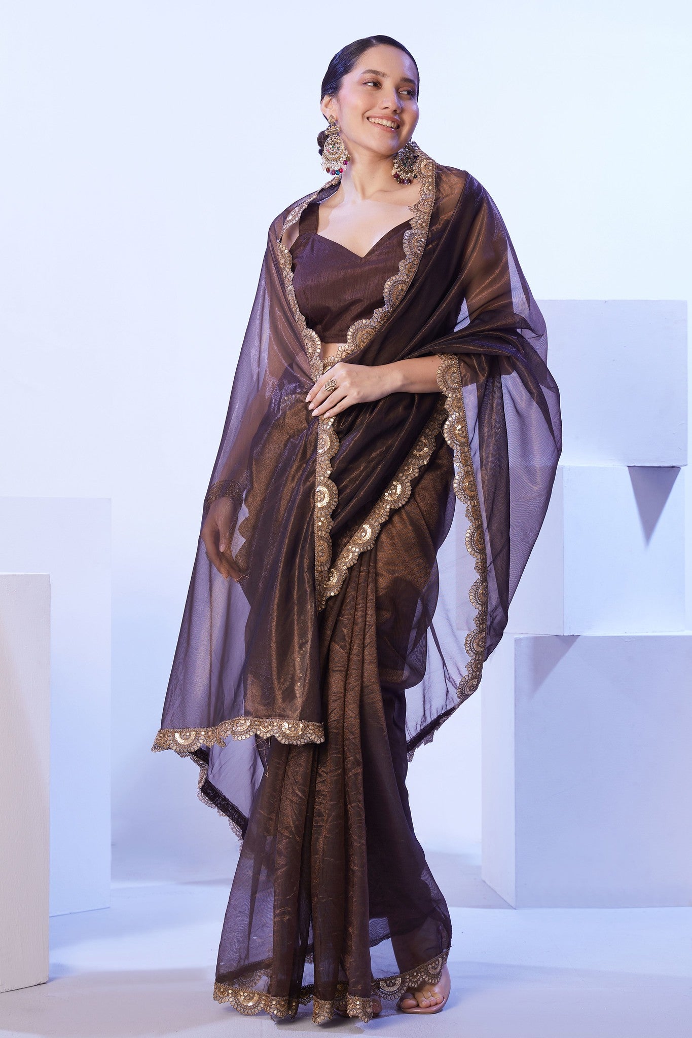 Coffee brown Jimmy Choo saree