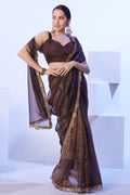 Elegant brown saree with border