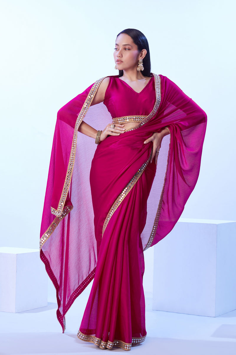 Party wear wine jimmy choo saree
