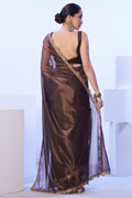 Glossy jimmy choo saree for festive wear