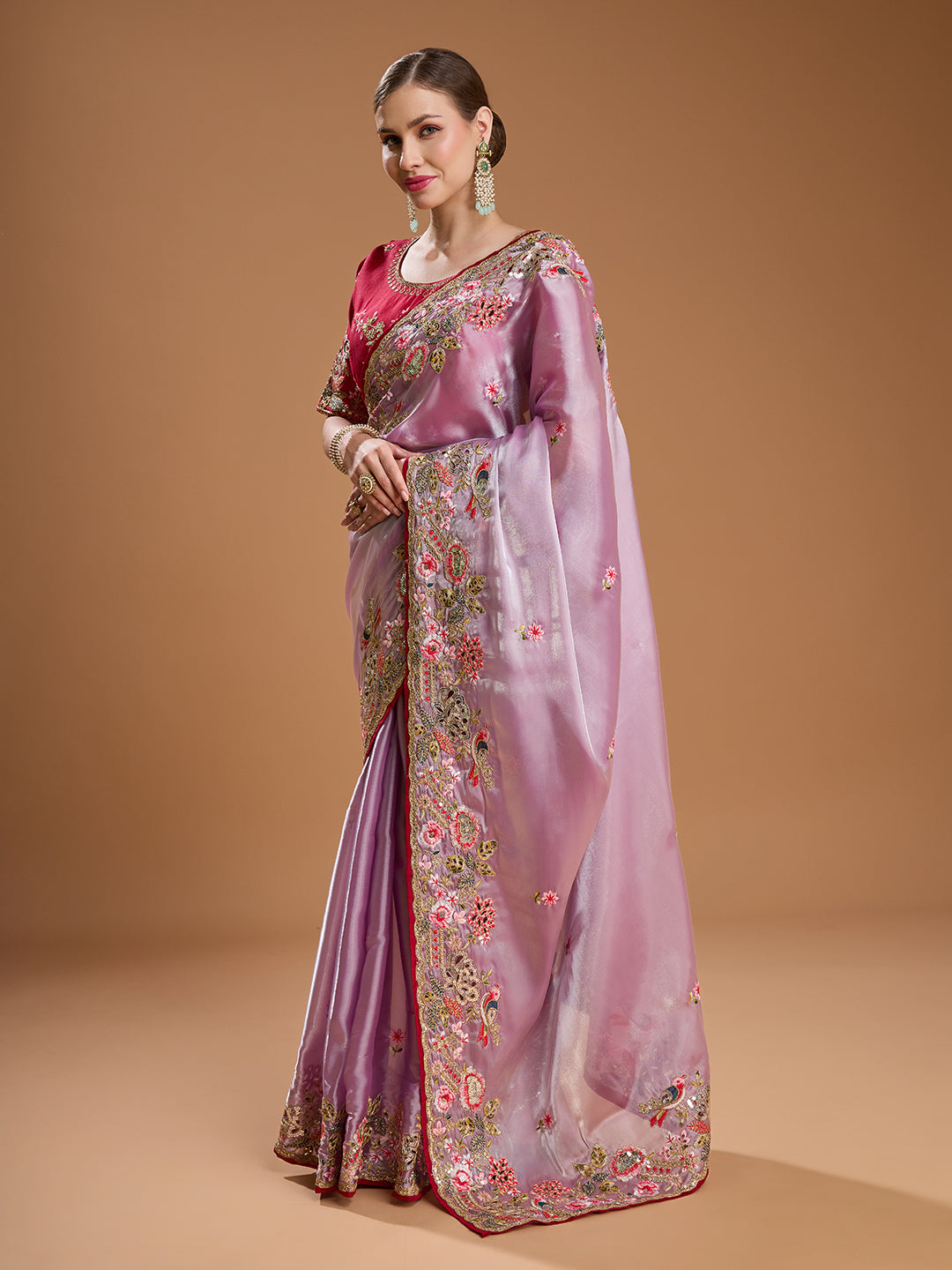Bridal lavender Jimmy Choo saree online
