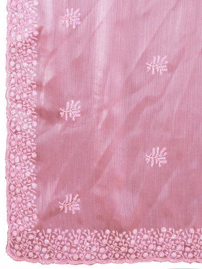 Baby Pink Jimmy Choo Saree with Sequin Work
