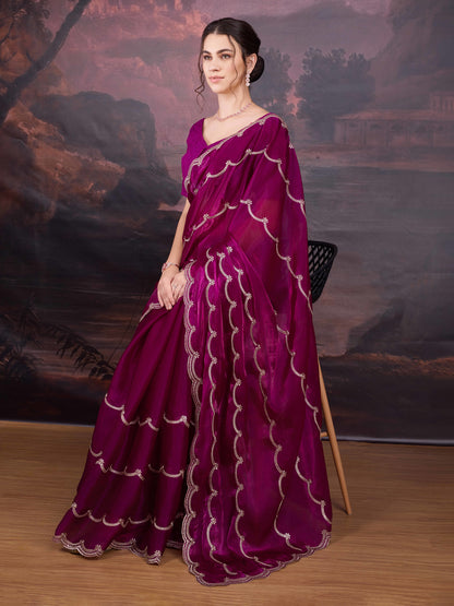 Embroidered Jimmy Choo saree purple