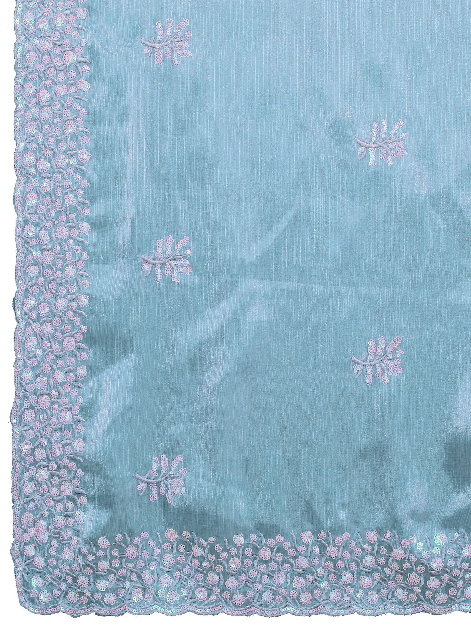 Sky Blue Jimmy Choo Saree with Sequin Embroidery