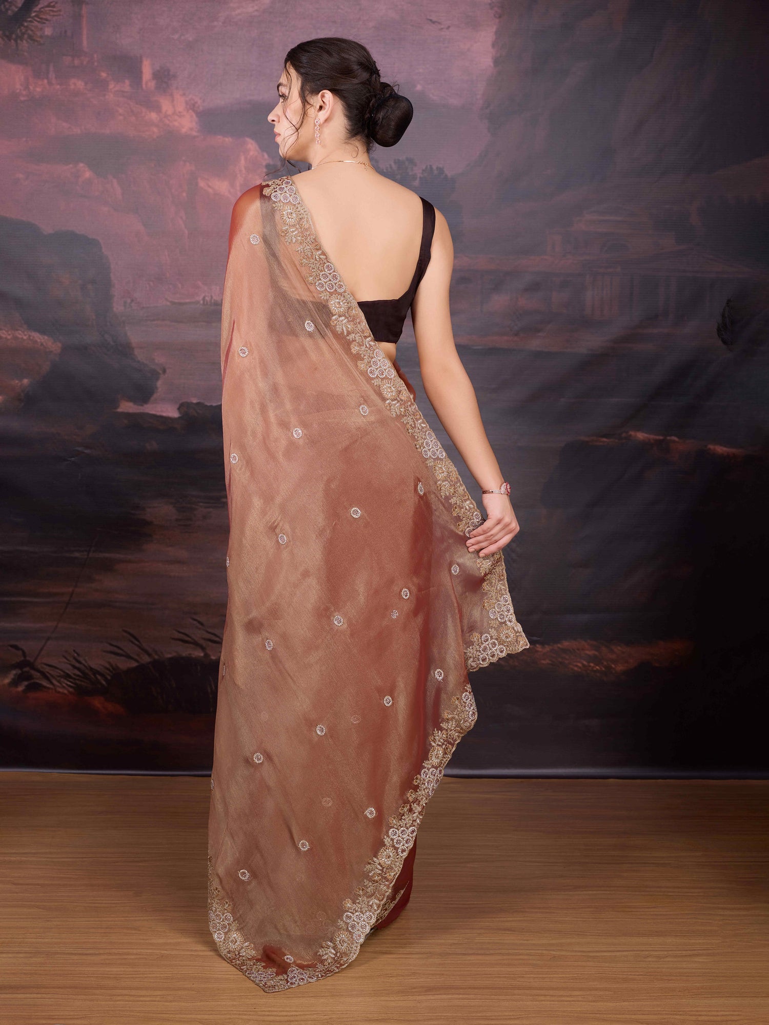 Designer festive saree in Jimmy Choo fabric with sequin work