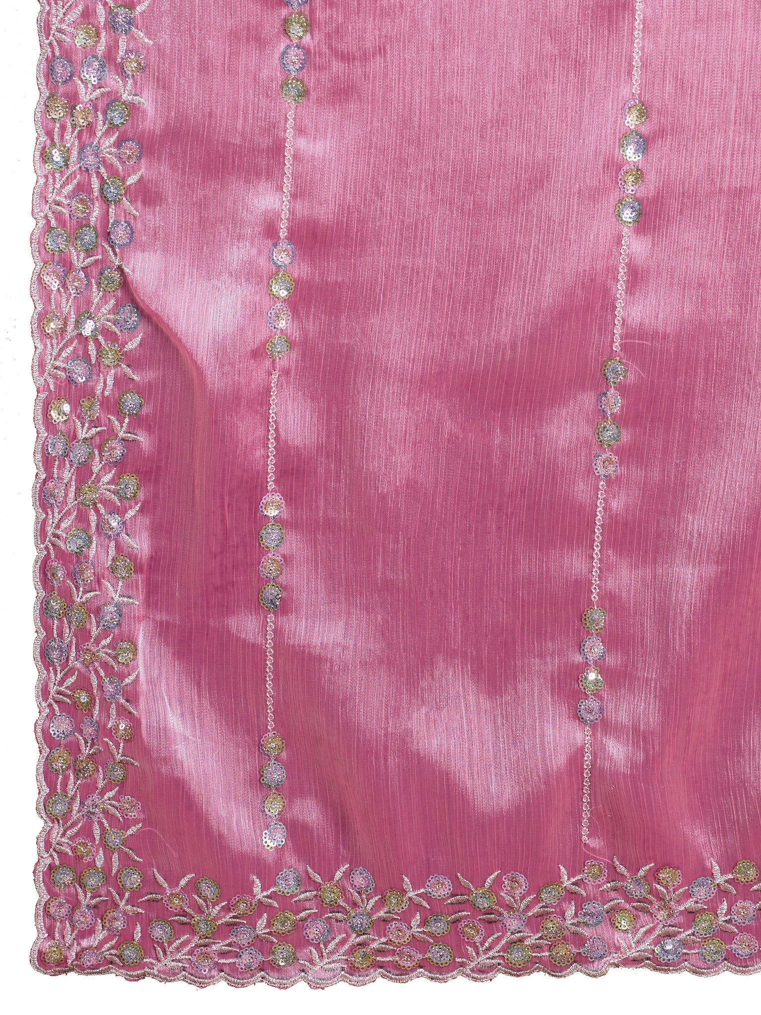 Sequin embellished pink saree for wedding