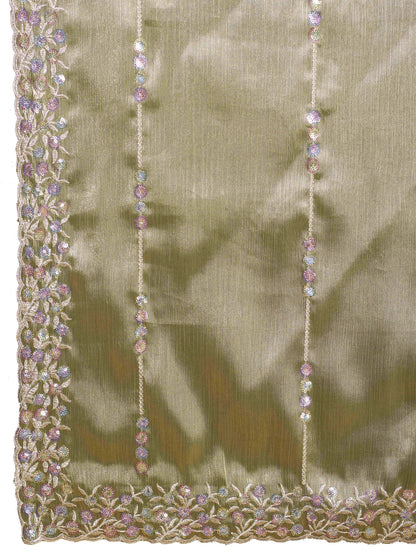 Olive Green Jimmy Choo Saree with Sequin Embroidery