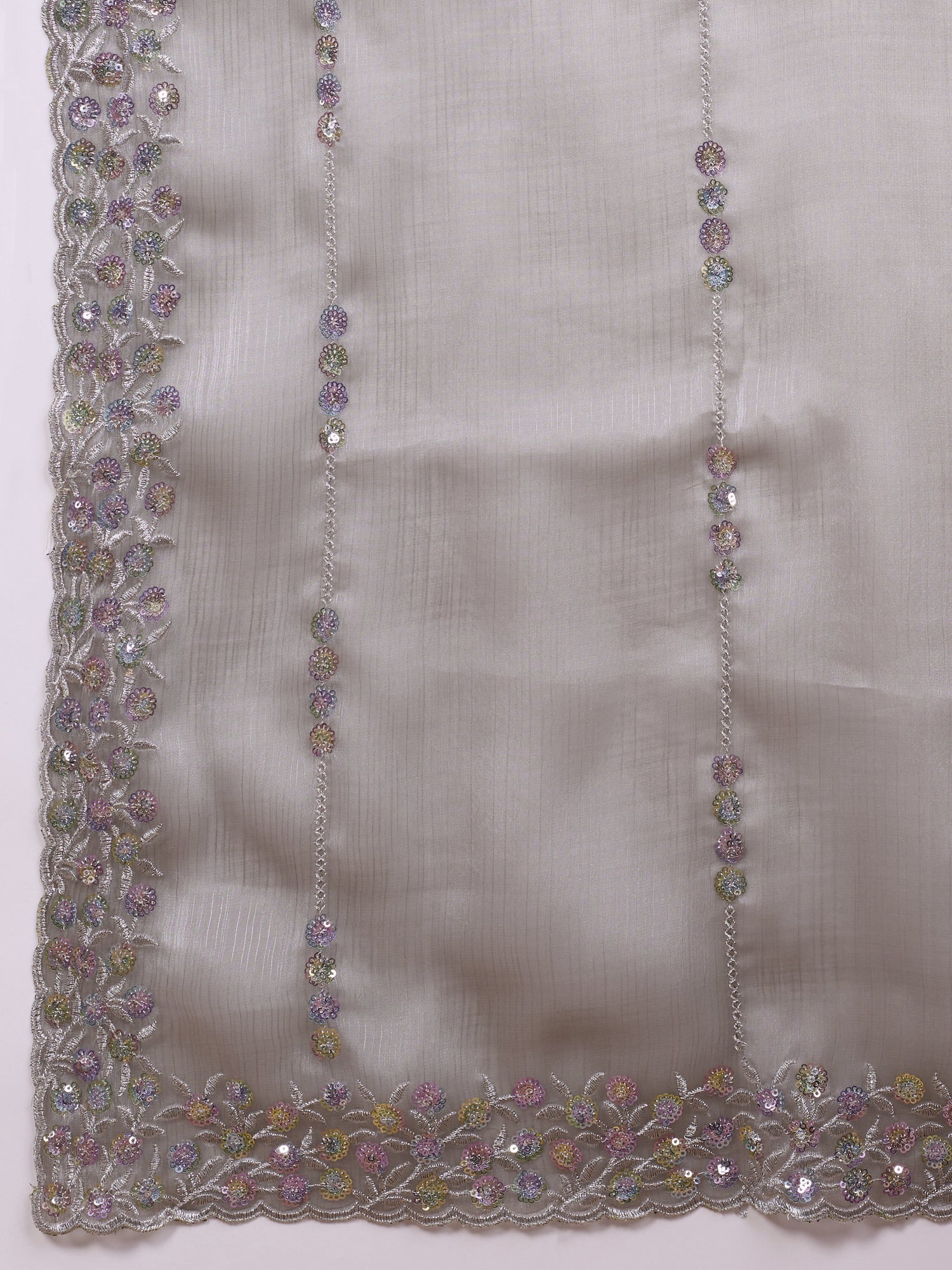 Sequin embellished grey saree with blouse