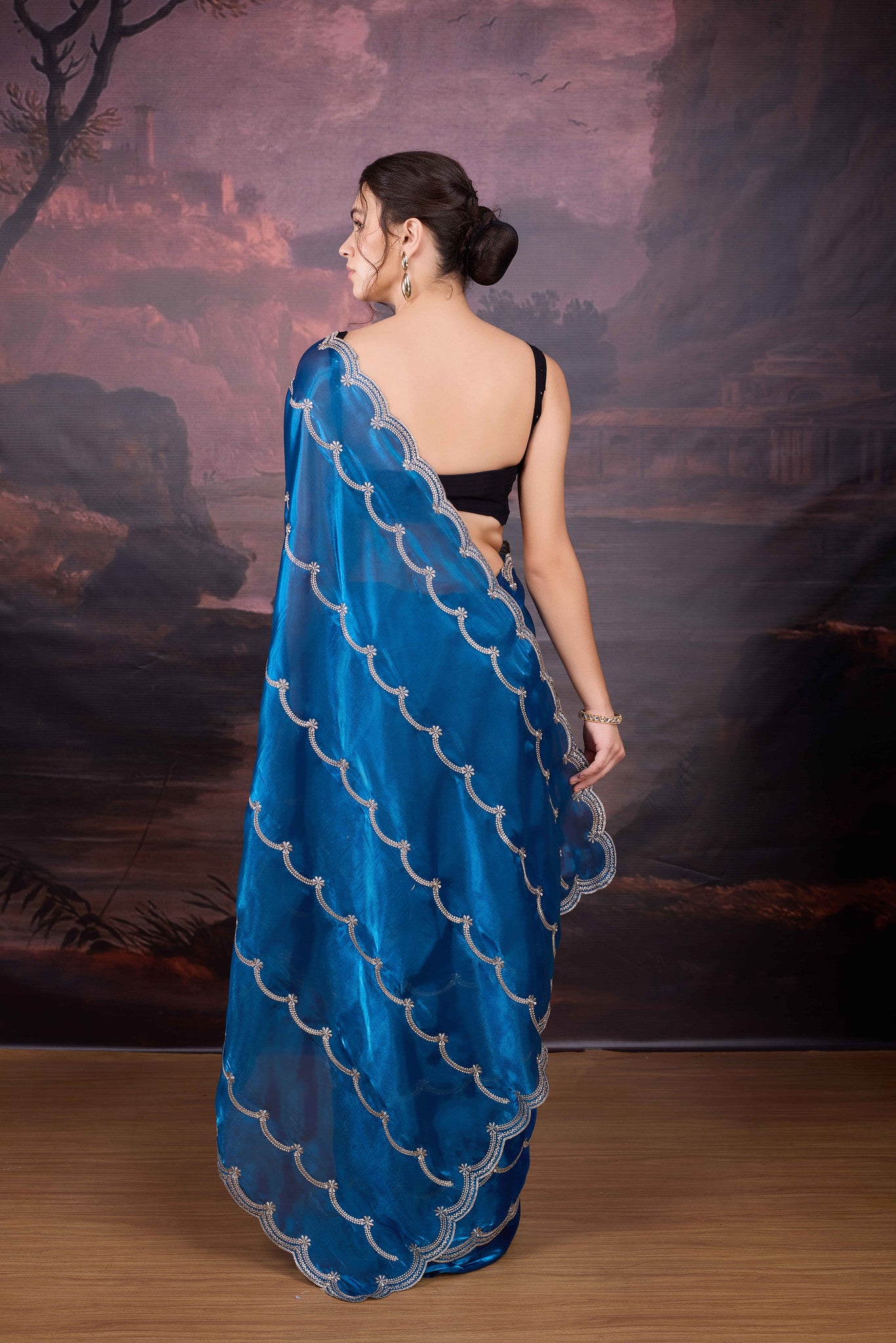 Jimmy Choo saree in rich blue tone