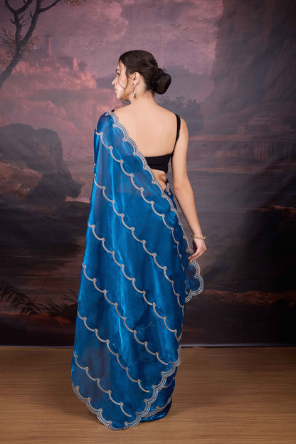 Jimmy Choo saree in rich blue tone