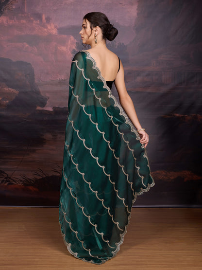 Lightweight green shimmer saree