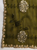 Olive Green Jimmy Choo Saree with Heavy Sequin Embroidery