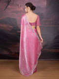 Back View of Sequin embellished pink saree