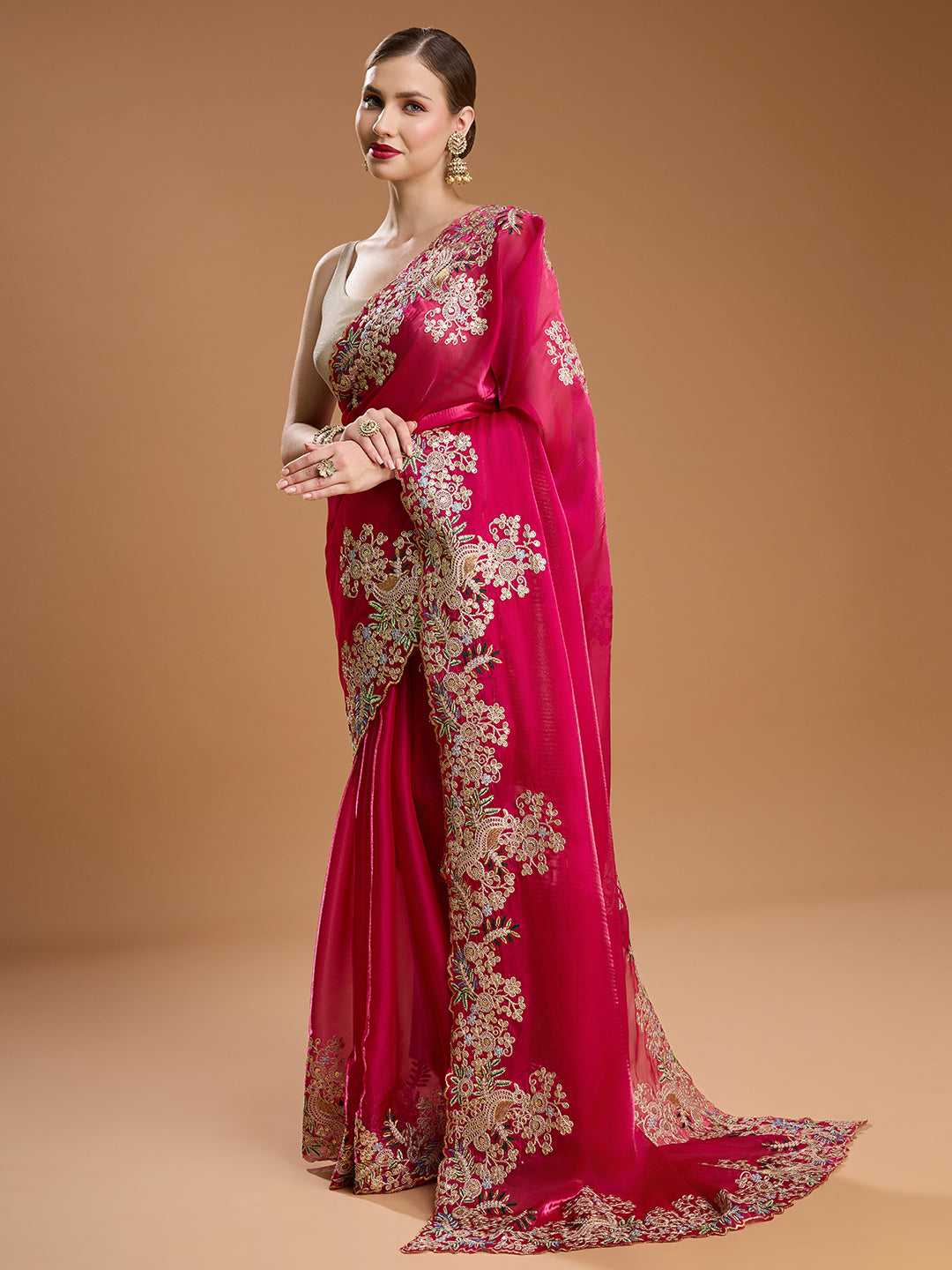 Wedding designer saree with silk blend blouse