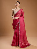 Jimmy Choo fabric saree in deep pink for reception and cocktail