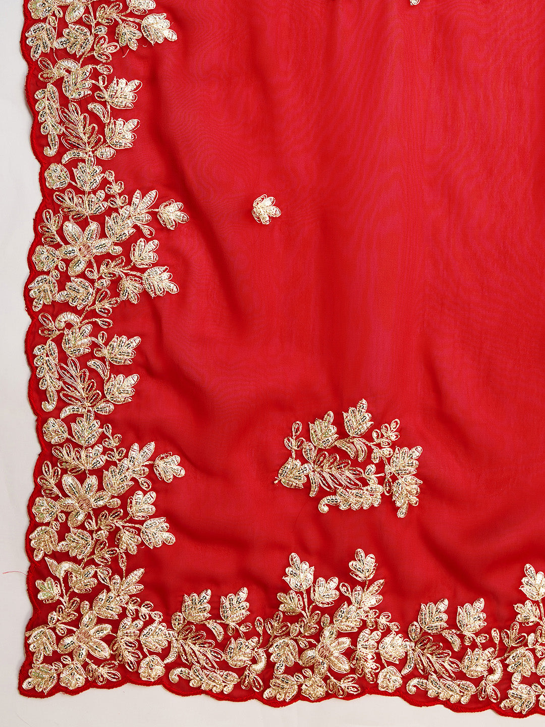 Red Jimmy Choo Saree with Heavy Embroidery & Coding Work