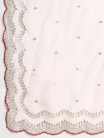 White Jimmy Choo Saree with Sequin Embroidered Border