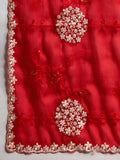 Red Jimmy Choo Saree with Sequin Embroidery Work