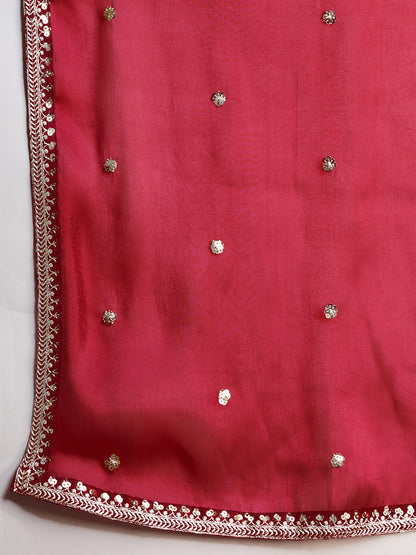 Sequin embroidered pink saree for Diwali and wedding functions