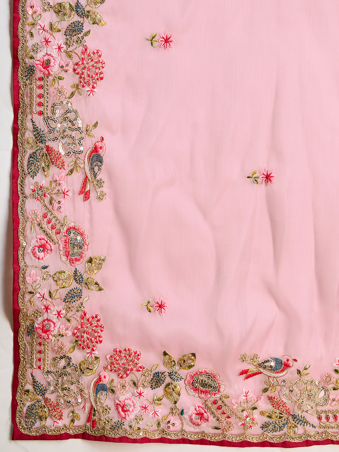 Baby Pink Jimmy Choo Saree with Sequin &amp; Embroidery Work