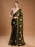 Olive green Jimmy Choo saree with heavy embroidery